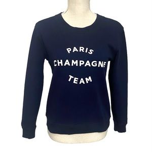 Paris Champagne Team Navy/ White Fleece Terry Cloth 100% Cotton Sweatshirt Small